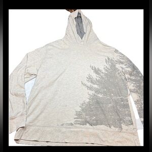 American Eagle XL Men classic Fit Hoodie Gray Shirt pullover Trees Forest Print